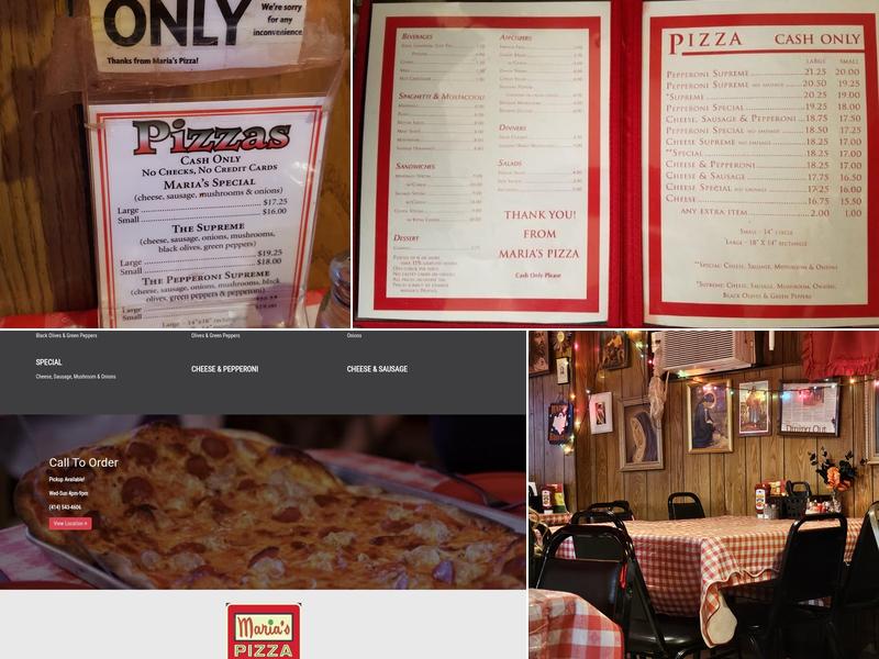 Maria’s Pizza Menu
