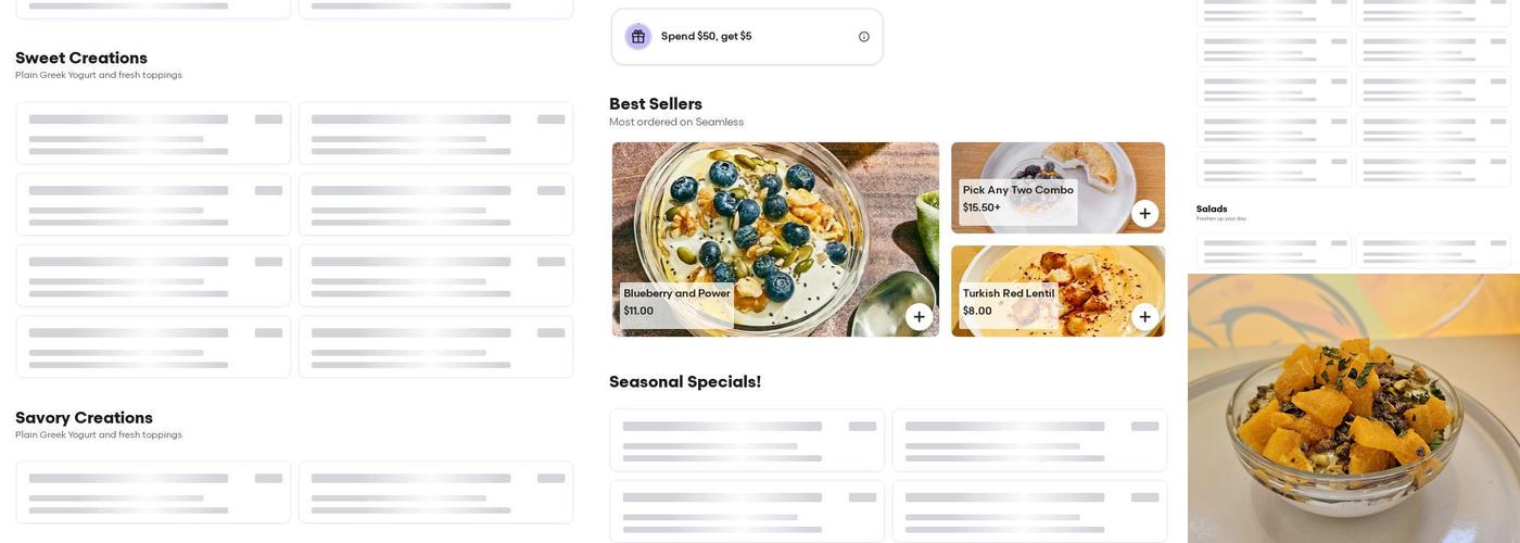 Chobani SoHo Menu