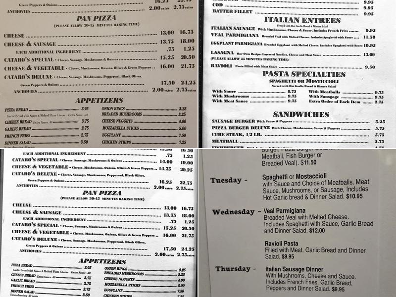 Cataro's Italian Villa Menu