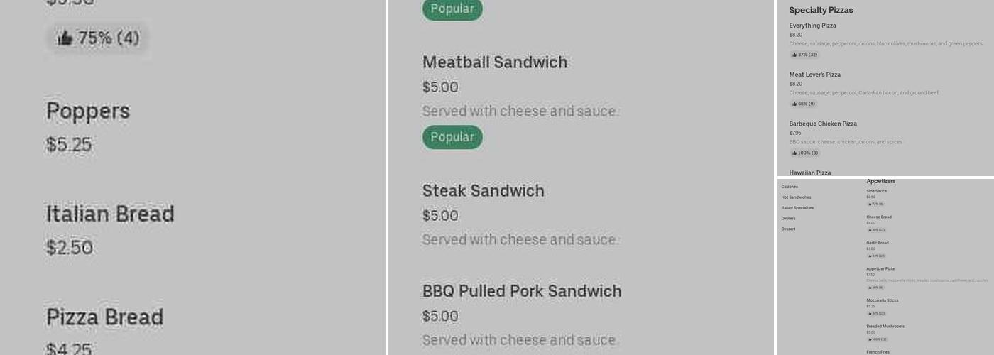 Tarantino's Pizzeria Menu