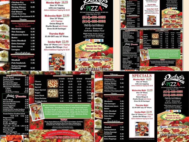 Pietro's Pizza Menu
