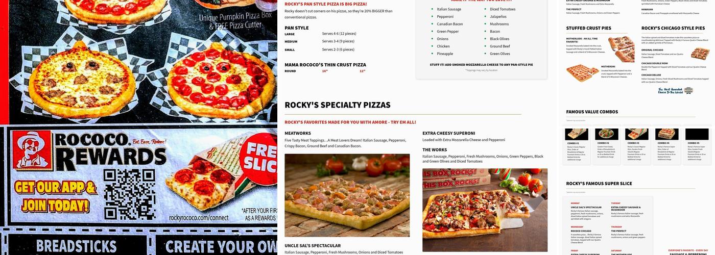Rocky Rococo Pizza and Pasta Menu