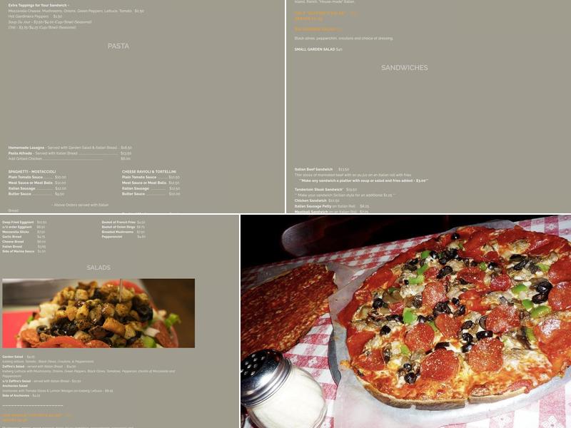 Zaffiro's Pizza The Original Menu