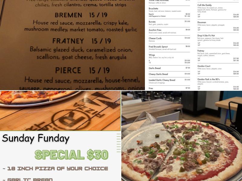 Riverwest Pizza Menu