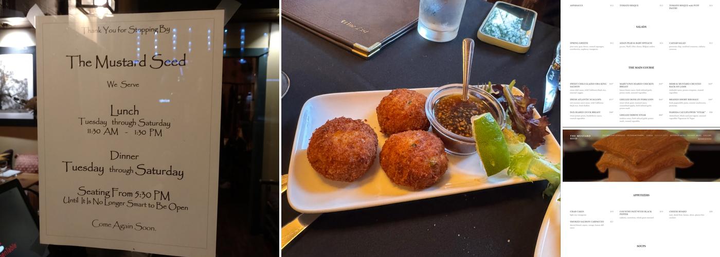 The Mustard Seed Menu