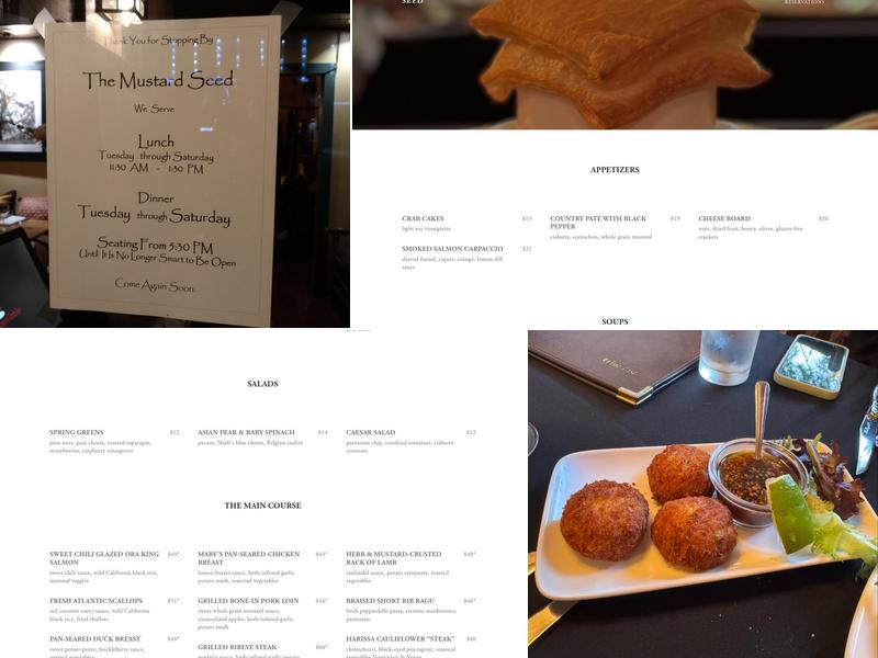 The Mustard Seed Menu