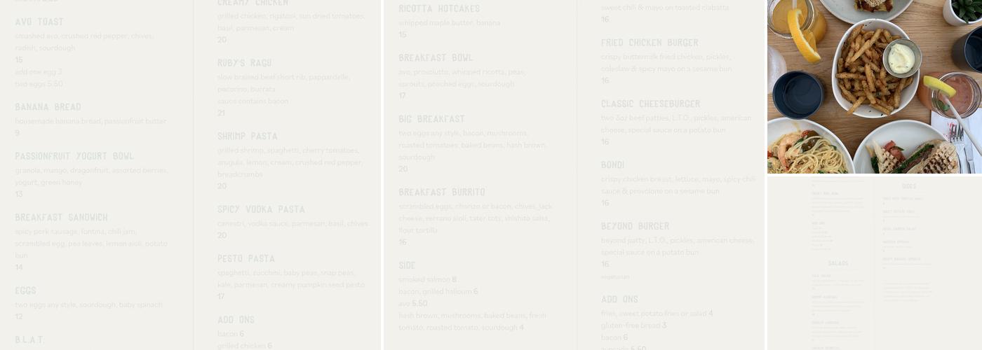 Little Ruby's SoHo Menu