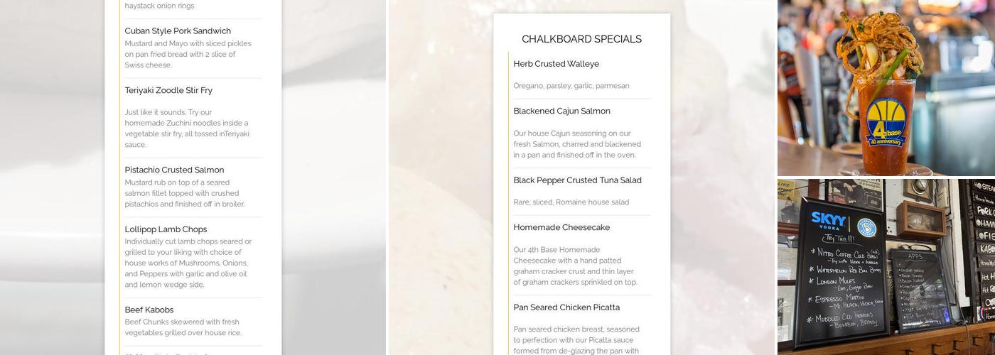 4th Base Restaurant Menu