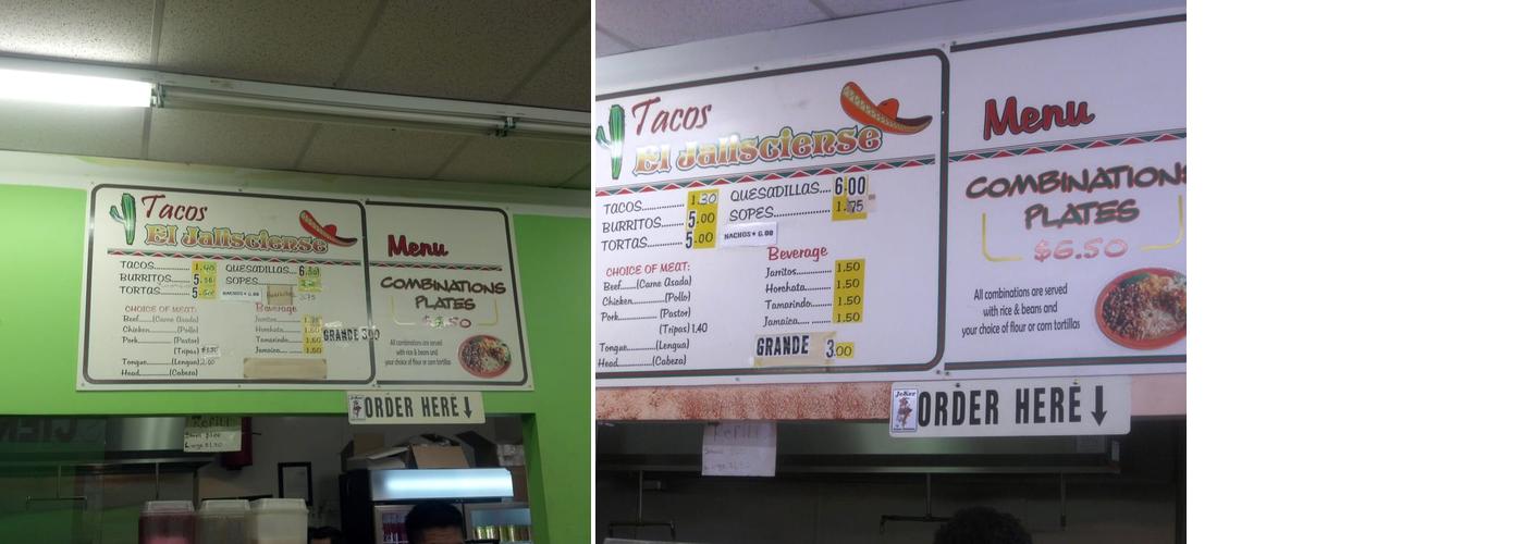 El Jaliscience Restaurant Menu