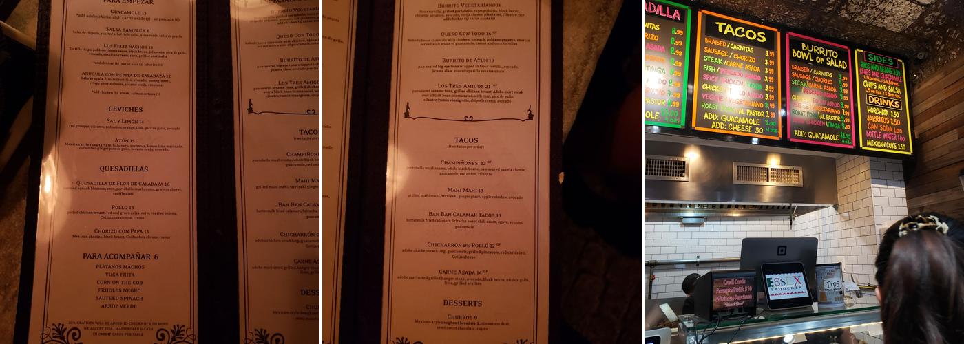 Los Feliz Menu