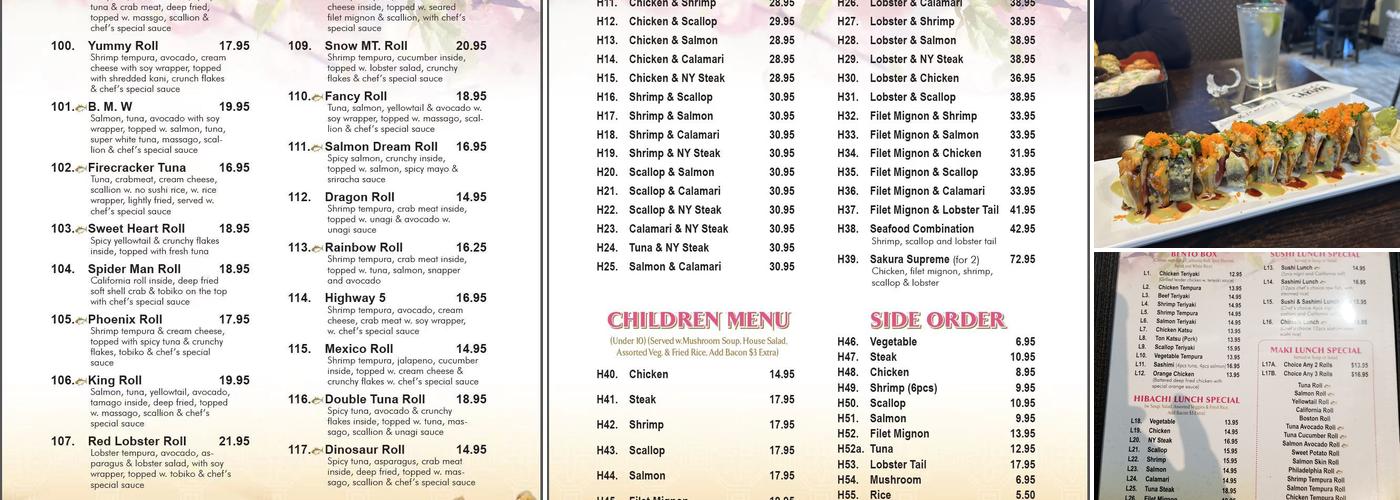 Sakura | Japanese Steakhouse & Sushi Menu