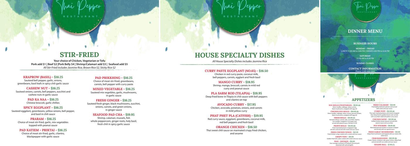 Thai Pepper Menu