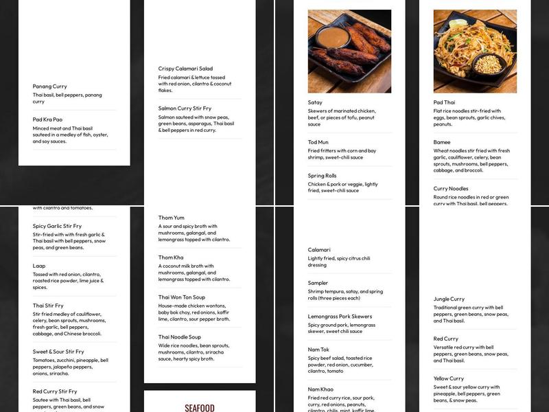 Sophia's Thai Kitchen Menu