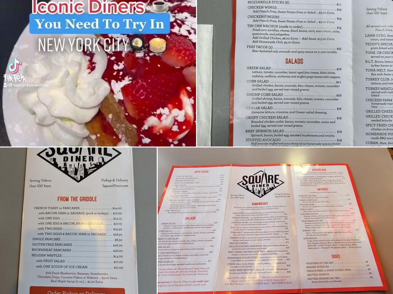 Square Diner Menu