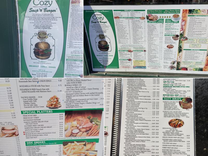 Cozy Soup & Burger Menu