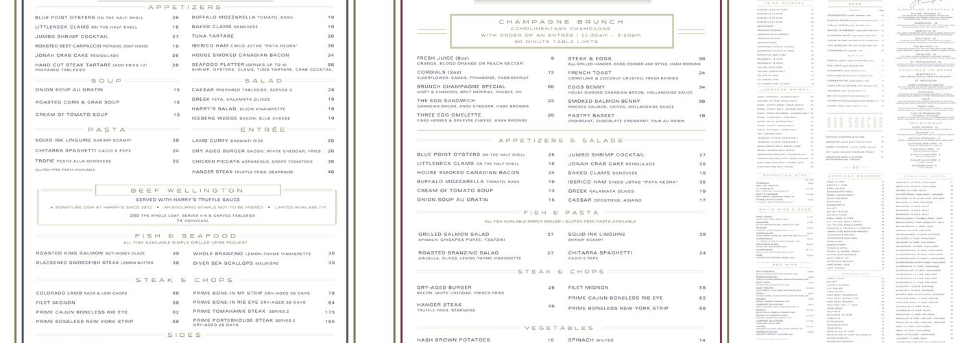 Harry's Menu
