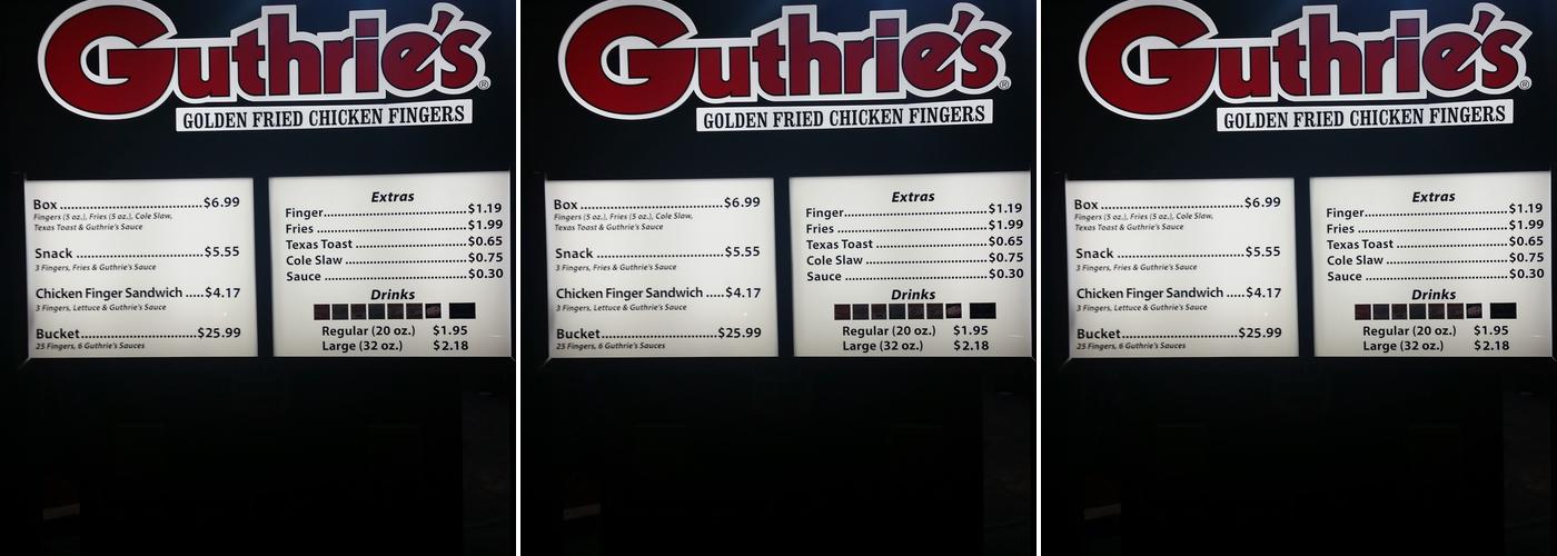 Guthrie's Menu