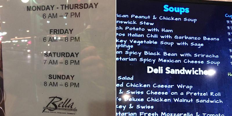 Bella Caffè Ltd. Menu