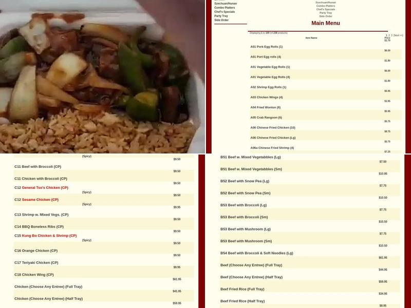 China King Menu