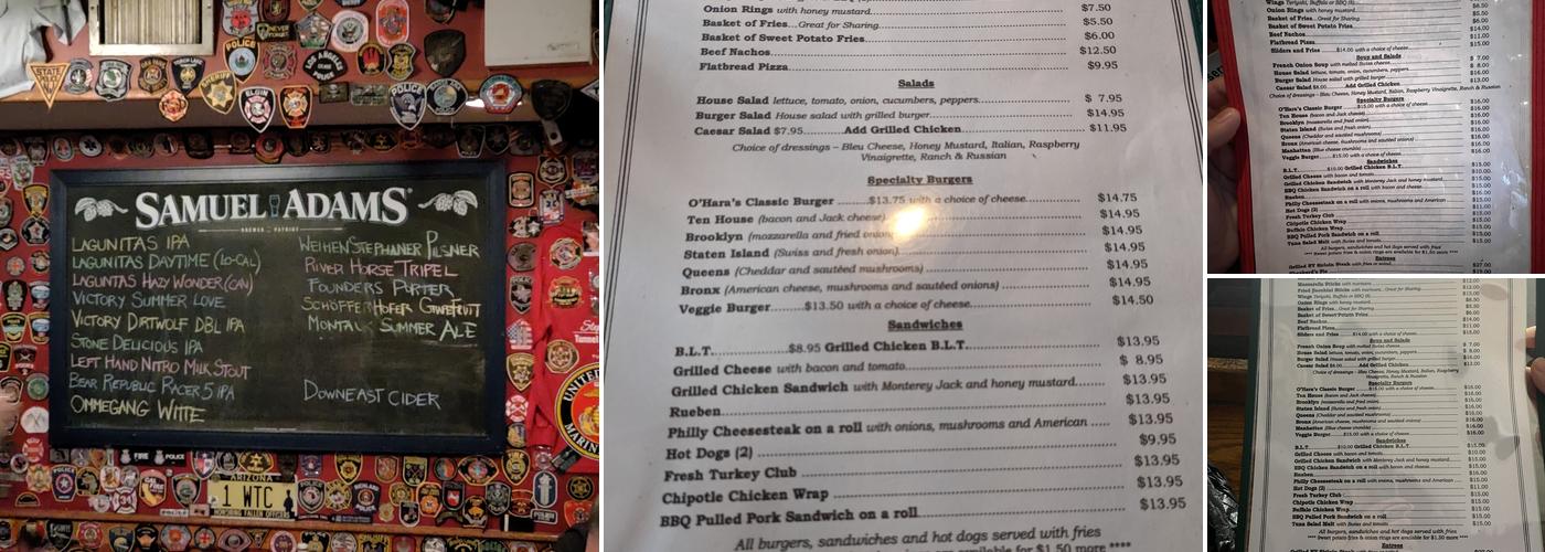 O'Hara's Restaurant and Pub Menu