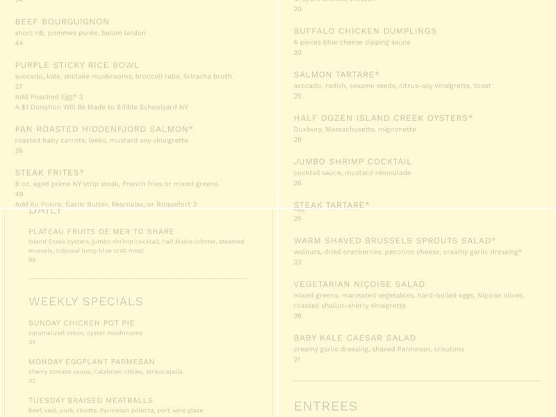 The Odeon Menu