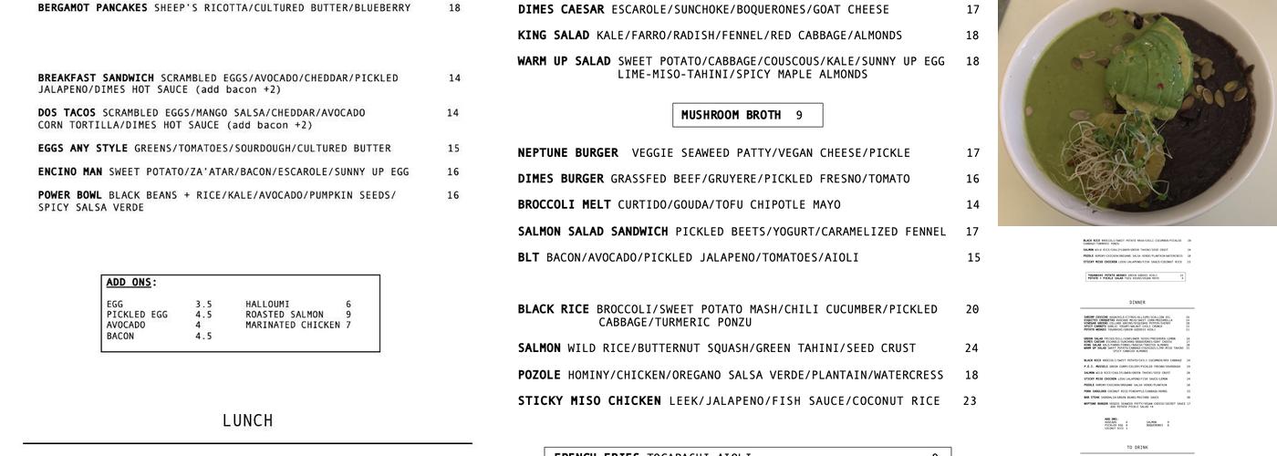 Dimes Menu
