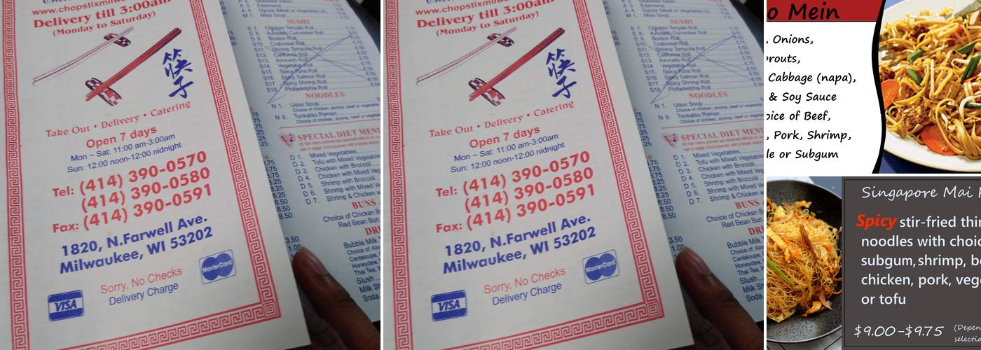 筷子 Chopstix Menu