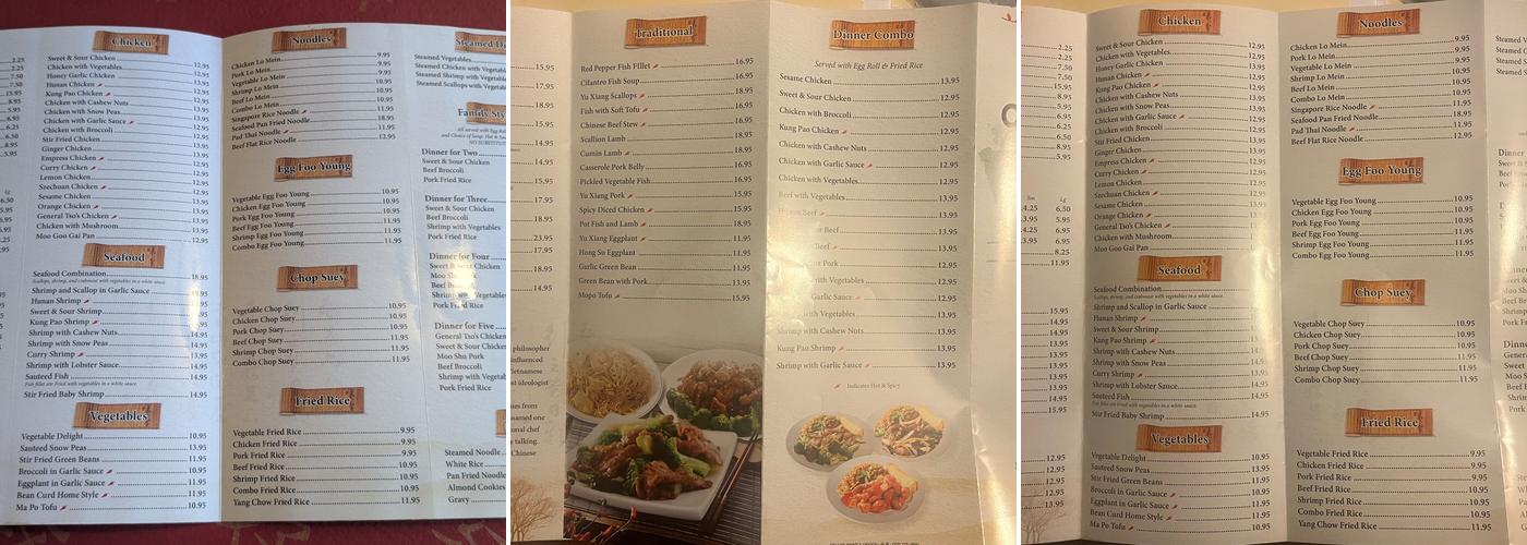 Confucius House Menu