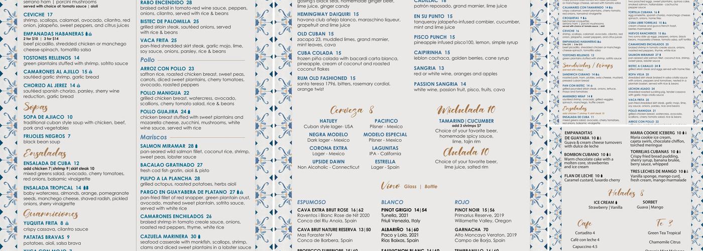 Cuba Menu