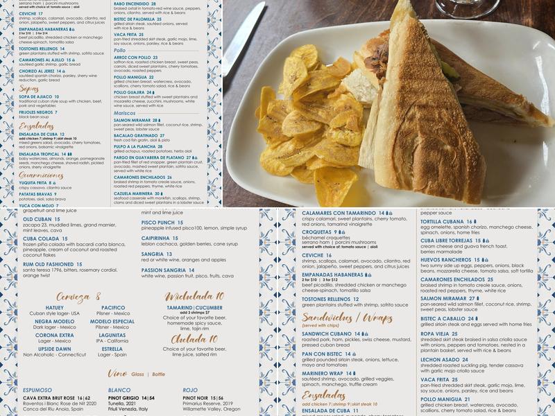 Cuba Menu