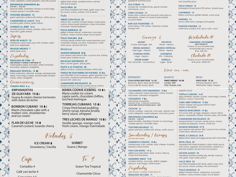 Cuba Menu