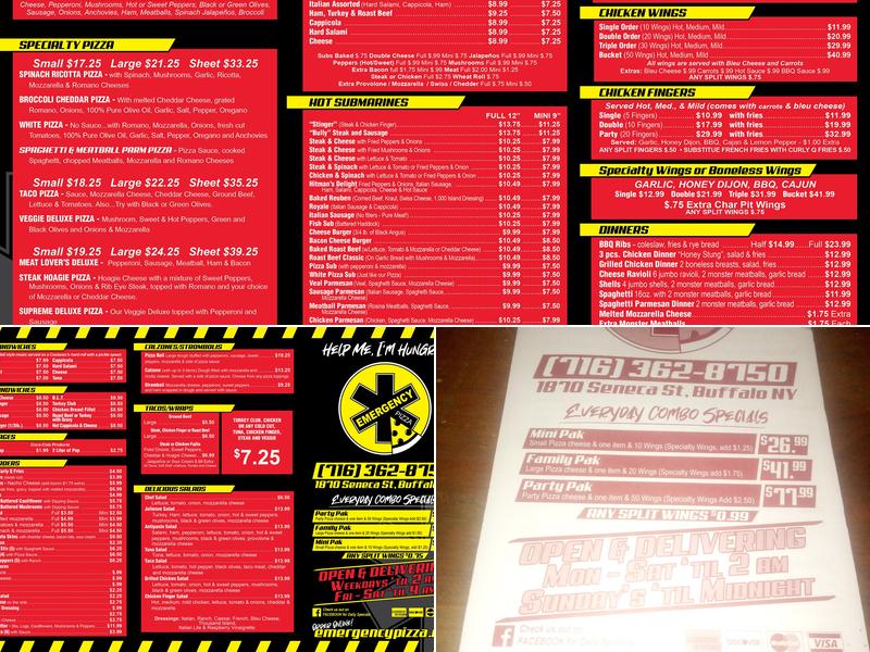 Emergency Pizza Menu