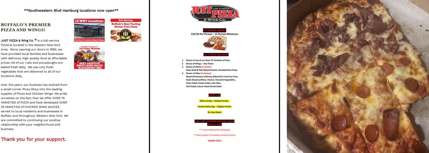 Just Pizza Menu