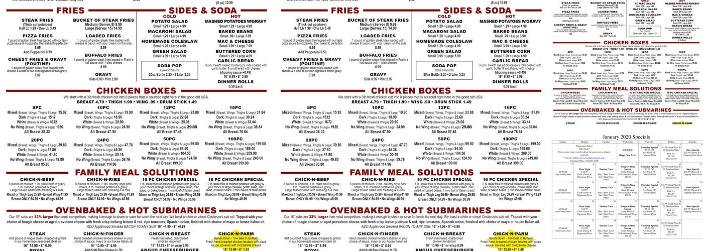 Chick-N-Pizza Works Menu