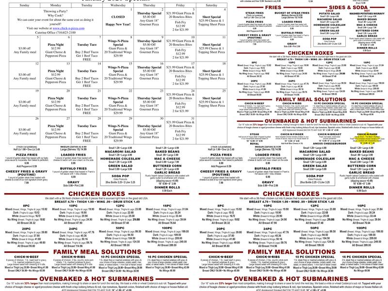 Chick-N-Pizza Works Menu