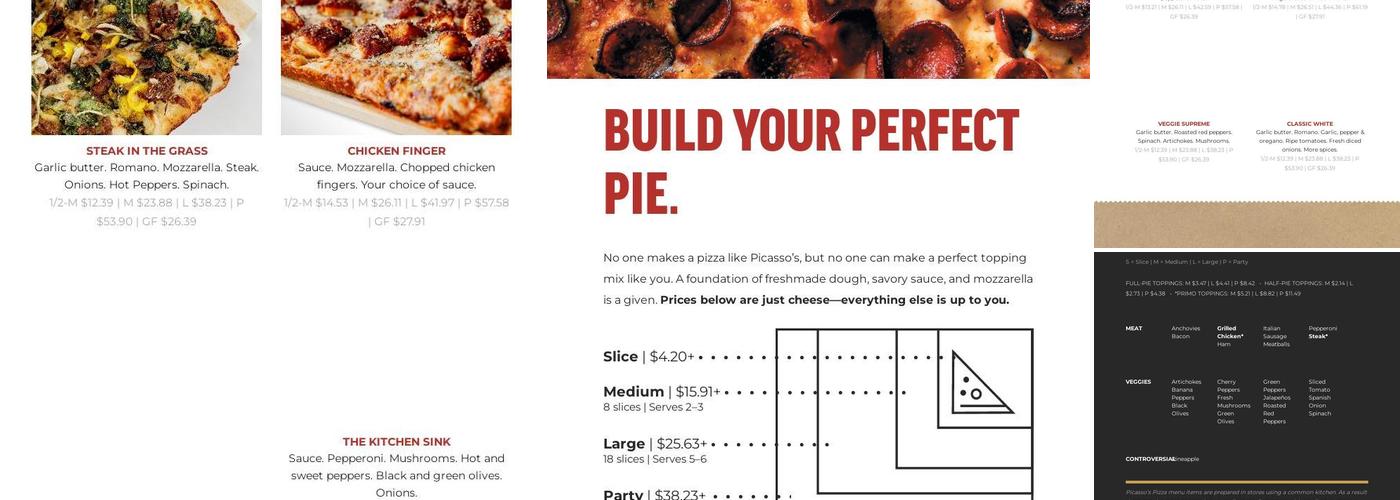 Picasso's Pizza Menu