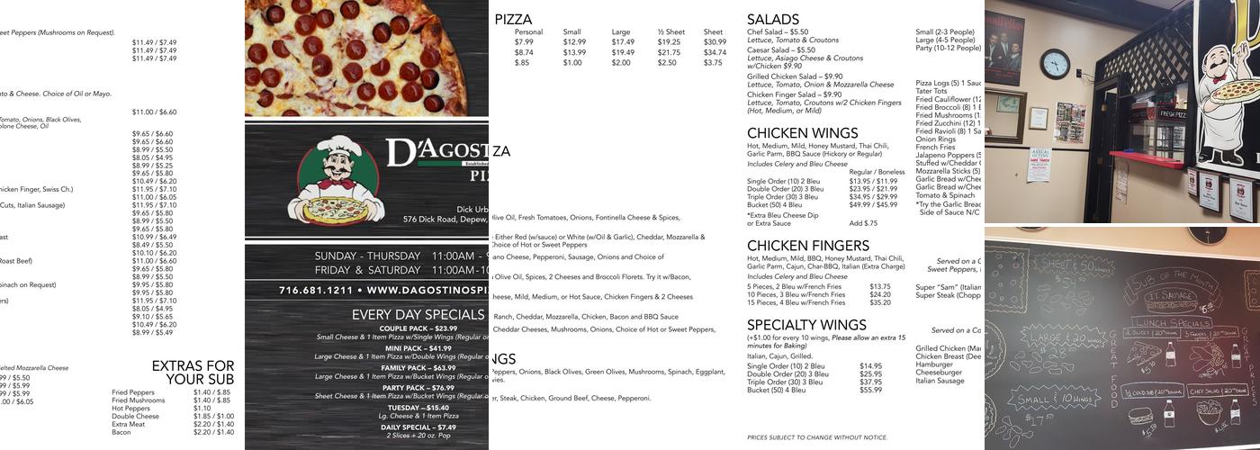 D'Agostino's Pizzeria Inc. Menu