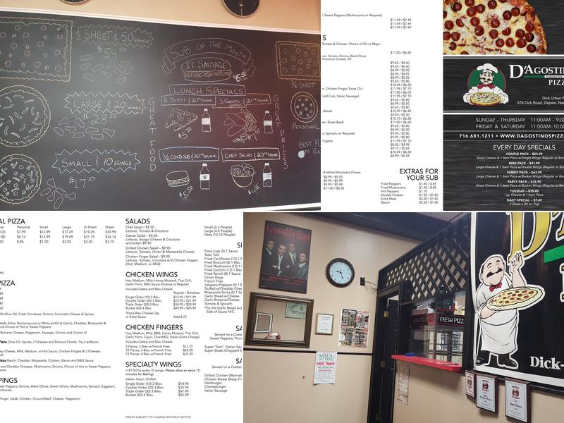 D'Agostino's Pizzeria Inc. Menu