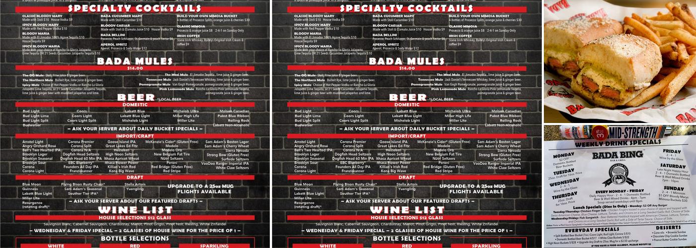 Bada Bing Menu