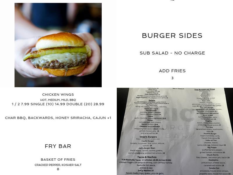 Juicy Burger Bar Menu
