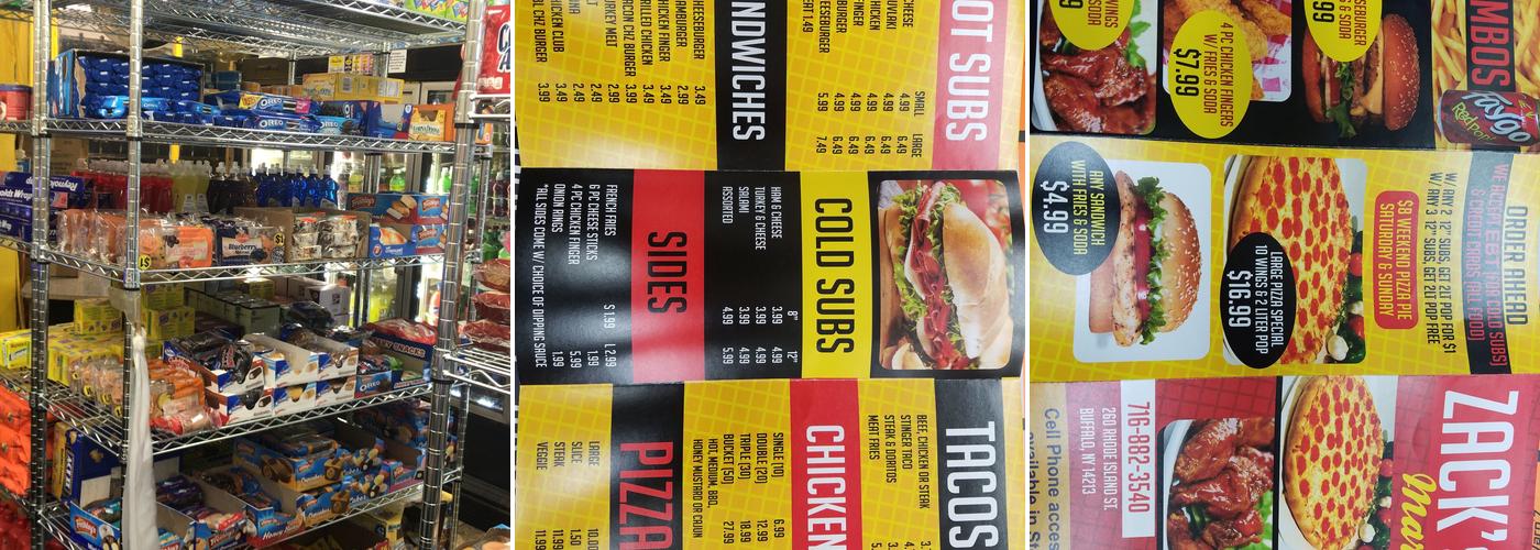Zack's Mart Menu