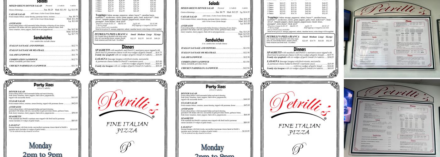 Petrilli's Pizza Menu