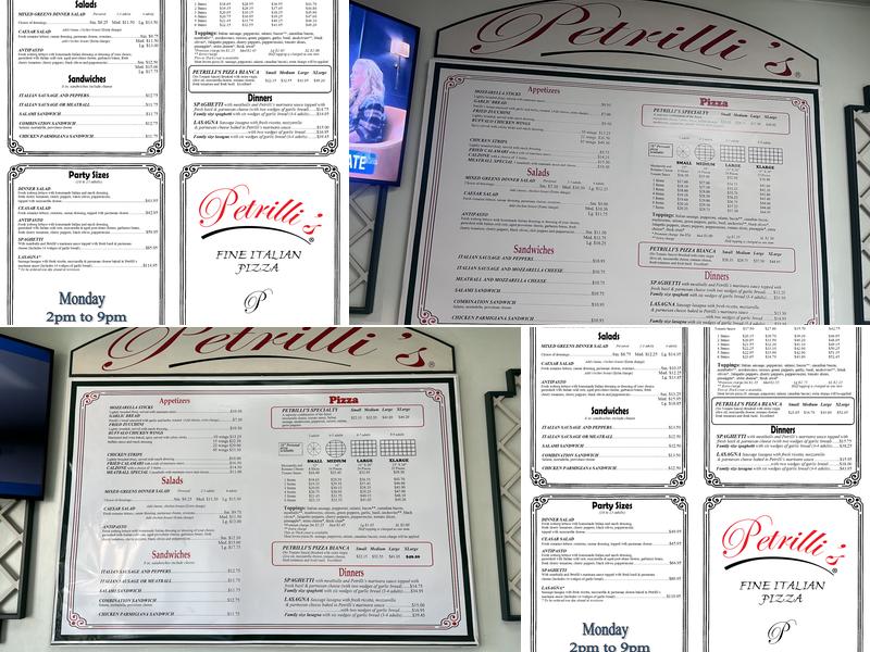 Petrilli's Pizza Menu
