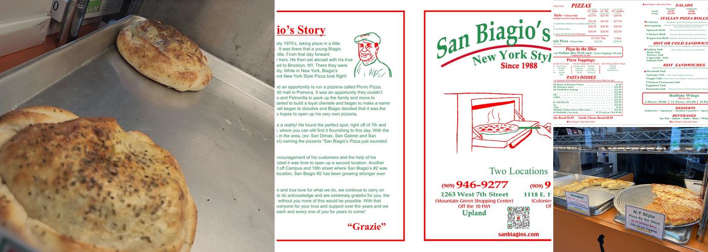 San Biagio's Pizza Menu