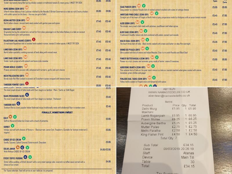 Namaste Delhi Menu