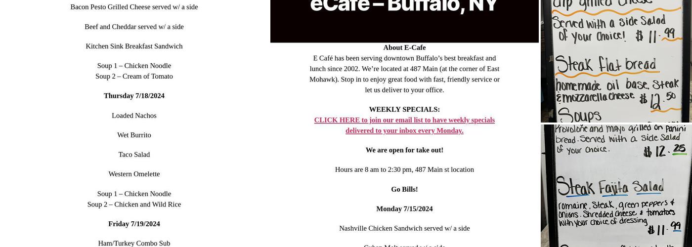 E-Cafe Menu