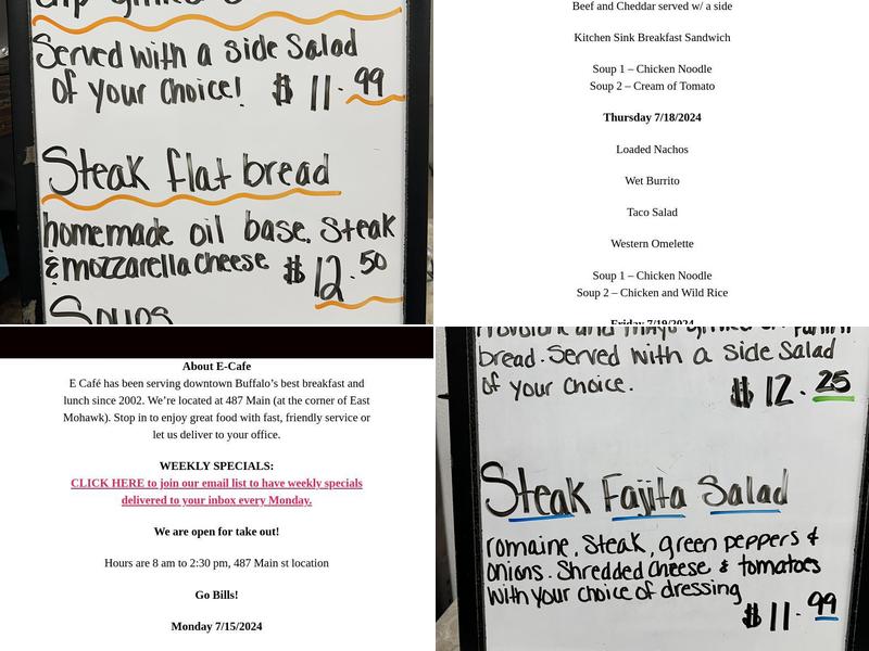 E-Cafe Menu