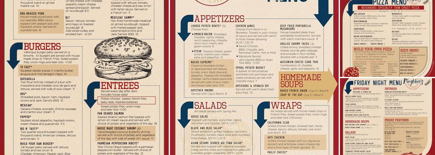 Neighbors at 13 East Menu