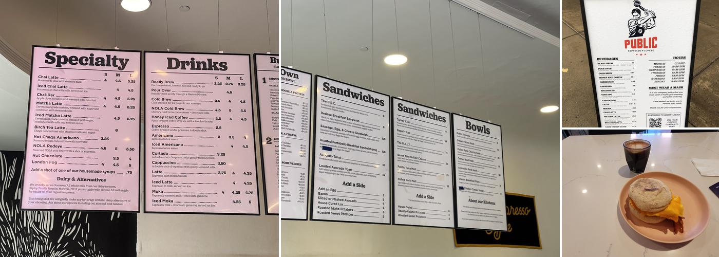 Public Espresso Menu