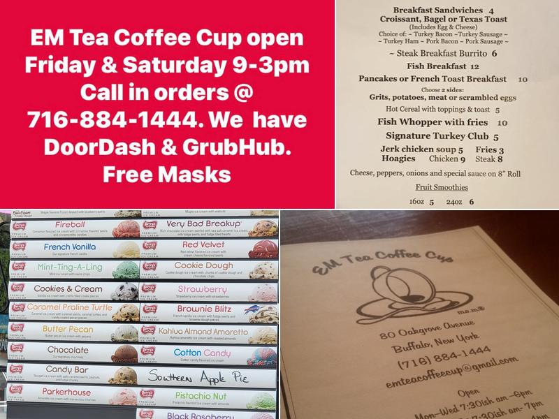 EM Tea Coffee Cup Cafe Menu